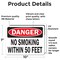 Signmission No Smoking Within 50 Feet Danger Sign, Vinyl Decal, 10in W x 7in L, 2PK OS-2PACK-DS-D-710-L-19451 - alternate 5
